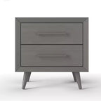 2 Drawer Nightstand for Nursery or Bedroom, Mid-Century Modern with Ball-Bearing Glides, Non-Toxic Finish