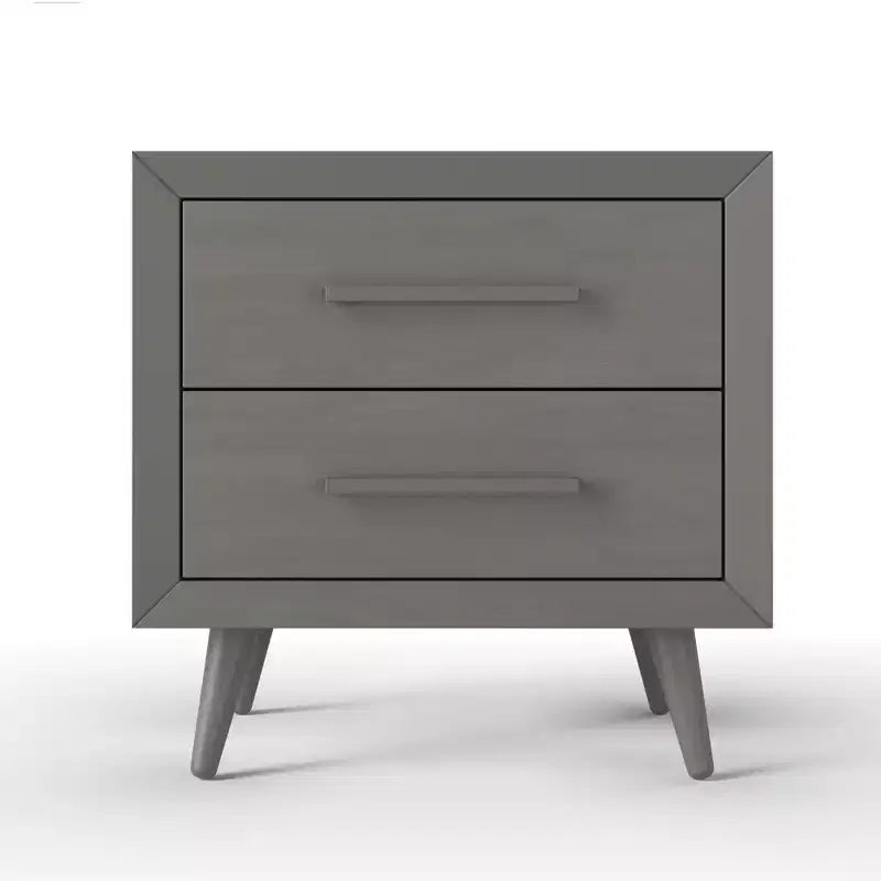 2 Drawer Nightstand for Nursery or Bedroom, Mid-Century Modern with Ball-Bearing Glides, Non-Toxic Finish