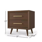 2 Drawer Nightstand for Nursery or Bedroom, Mid-Century Modern with Ball-Bearing Glides, Non-Toxic Finish