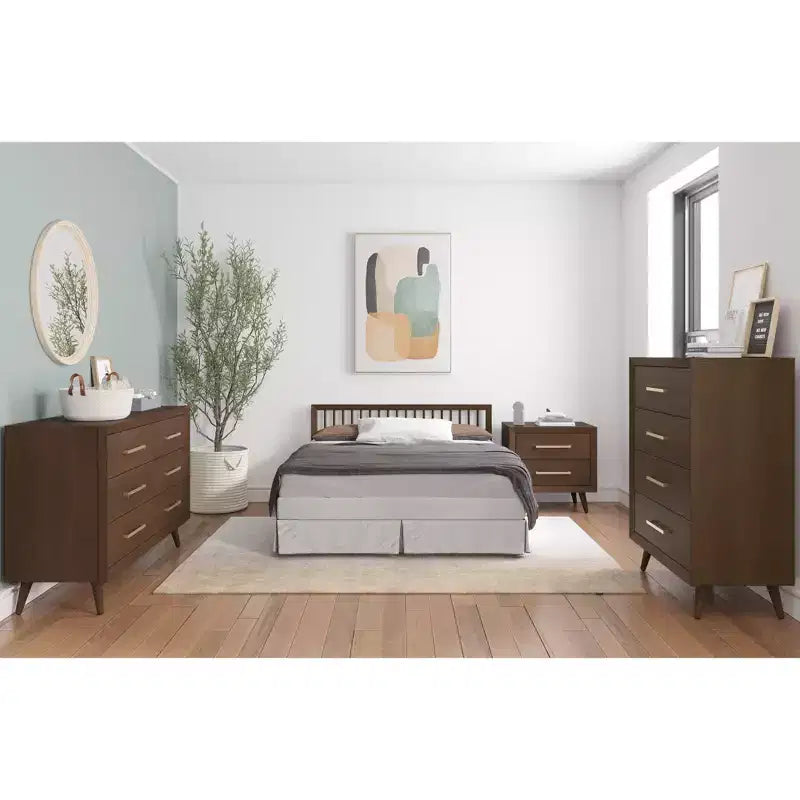 2 Drawer Nightstand for Nursery or Bedroom, Mid-Century Modern with Ball-Bearing Glides, Non-Toxic Finish