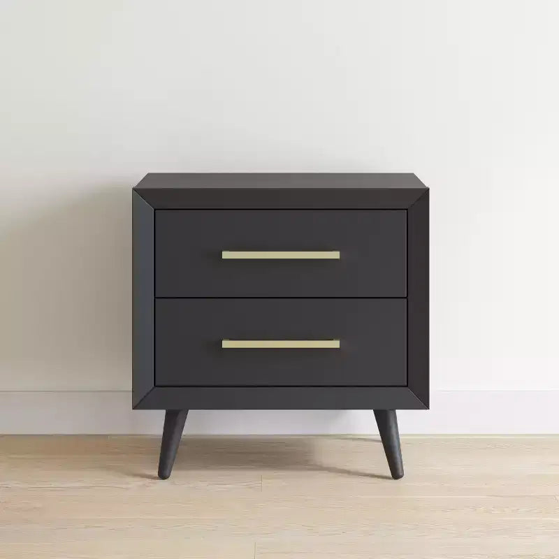 2 Drawer Nightstand for Nursery or Bedroom, Mid-Century Modern with Ball-Bearing Glides, Non-Toxic Finish