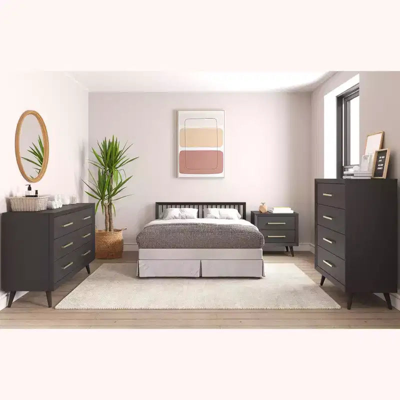 2 Drawer Nightstand for Nursery or Bedroom, Mid-Century Modern with Ball-Bearing Glides, Non-Toxic Finish