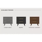 2 Drawer Nightstand for Nursery or Bedroom, Mid-Century Modern with Ball-Bearing Glides, Non-Toxic Finish
