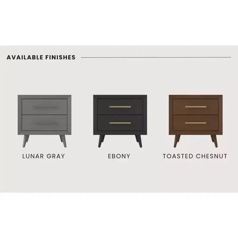 2 Drawer Nightstand for Nursery or Bedroom, Mid-Century Modern with Ball-Bearing Glides, Non-Toxic Finish