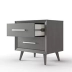 2 Drawer Nightstand for Nursery or Bedroom, Mid-Century Modern with Ball-Bearing Glides, Non-Toxic Finish