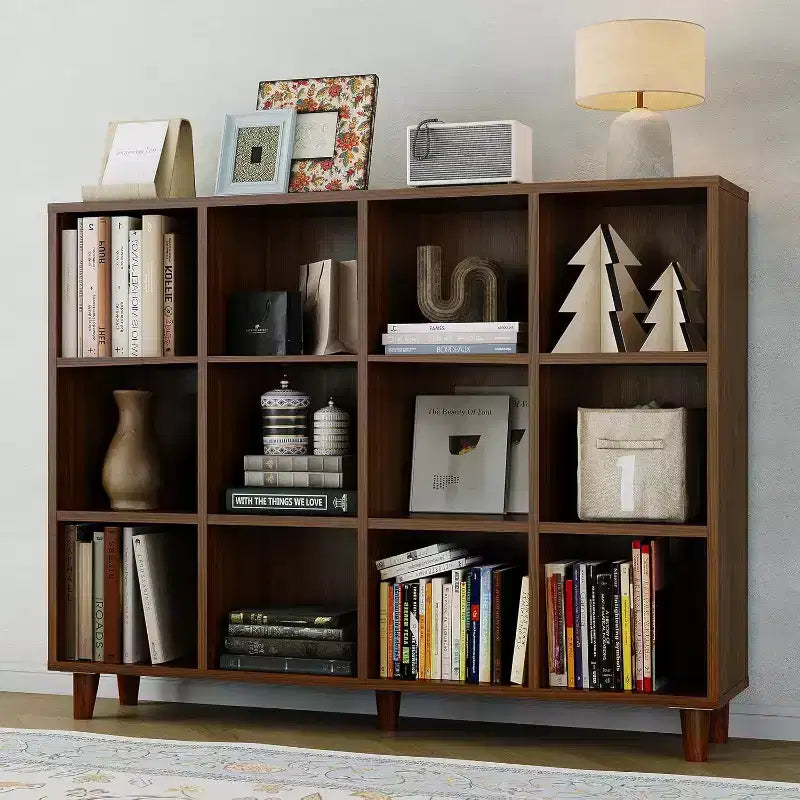 Freestanding Cube Bookshelf Organizer, Leg Base Open Bookcase, Modern Storage Shelf for Home Office, Living Room & Bedroom