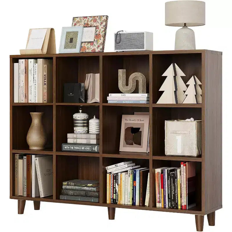 Freestanding Cube Bookshelf Organizer, Leg Base Open Bookcase, Modern Storage Shelf for Home Office, Living Room & Bedroom