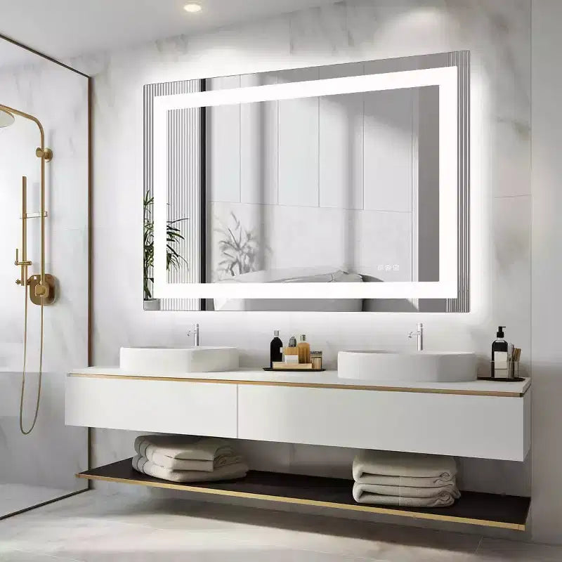 Anti-Fog LED Bathroom Mirror, Dual Light Source with Three Lighting Modes, Wall-Mounted Smart Vanity Mirror