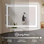 Anti-Fog LED Bathroom Mirror, Dual Light Source with Three Lighting Modes, Wall-Mounted Smart Vanity Mirror