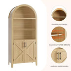Arched Bookcase with Doors, 5-Tier Modern Bookshelf with Storage Cabinet, Open Display Shelf for Living Room Home Office