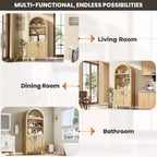 Arched Bookcase with Doors, 5-Tier Modern Bookshelf with Storage Cabinet, Open Display Shelf for Living Room Home Office