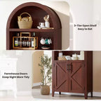 Arched Bookcase with Doors, 5-Tier Modern Bookshelf with Storage Cabinet, Open Display Shelf for Living Room Home Office