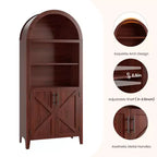 Arched Bookcase with Doors, 5-Tier Modern Bookshelf with Storage Cabinet, Open Display Shelf for Living Room Home Office