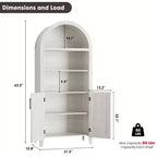 Arched Bookcase with Doors, 5-Tier Modern Bookshelf with Storage Cabinet, Open Display Shelf for Living Room Home Office