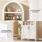 Arched Bookcase with Doors, 5-Tier Modern Bookshelf with Storage Cabinet, Open Display Shelf for Living Room Home Office