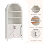 Arched Bookcase with Doors, 5-Tier Modern Bookshelf with Storage Cabinet, Open Display Shelf for Living Room Home Office