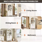 Arched Bookcase with Doors, 5-Tier Modern Bookshelf with Storage Cabinet, Open Display Shelf for Living Room Home Office
