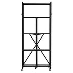 5-Tier Foldable Storage Shelf with Wheels, 28x13x66-Inch Metal Shelving Unit
