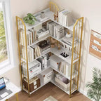 Corner 5 Tier Bookshelf, 72 l Shaped Tall Bookcase Shelf Storage Organizer, Modern Book Shelf for Bedroom, Living Room and Home Office