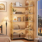 Corner 5 Tier Bookshelf, 72 l Shaped Tall Bookcase Shelf Storage Organizer, Modern Book Shelf for Bedroom, Living Room and Home Office