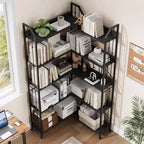 Corner 5 Tier Bookshelf, 72 l Shaped Tall Bookcase Shelf Storage Organizer, Modern Book Shelf for Bedroom, Living Room and Home Office