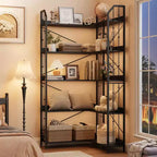 Corner 5 Tier Bookshelf, 72 l Shaped Tall Bookcase Shelf Storage Organizer, Modern Book Shelf for Bedroom, Living Room and Home Office