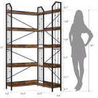 Corner 5 Tier Bookshelf, 72 l Shaped Tall Bookcase Shelf Storage Organizer, Modern Book Shelf for Bedroom, Living Room and Home Office