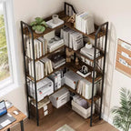 Corner 5 Tier Bookshelf, 72 l Shaped Tall Bookcase Shelf Storage Organizer, Modern Book Shelf for Bedroom, Living Room and Home Office