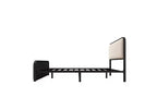 Queen Size Platform Bed Frame with Upholstered Curved Headboard & Footboard, Heavy-Duty Metal with Under-Bed Storage