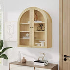 Arched Bathroom Wall Cabinet, Farmhouse Wood Wall Mounted Medicine Storage Cabinet with Acrylic Doors and Adjustable Shelves for Kitchen Laundry Room