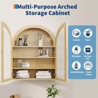 Arched Bathroom Wall Cabinet, Farmhouse Wood Wall Mounted Medicine Storage Cabinet with Acrylic Doors and Adjustable Shelves for Kitchen Laundry Room