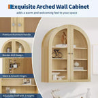 Arched Bathroom Wall Cabinet, Farmhouse Wood Wall Mounted Medicine Storage Cabinet with Acrylic Doors and Adjustable Shelves for Kitchen Laundry Room