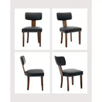 2 sets of dining chairs, modern leather kitchen chairs, with curved backrests, hardwood frame, wooden legs and nail head decoration