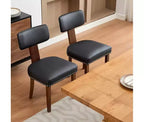 2 sets of dining chairs, modern leather kitchen chairs, with curved backrests, hardwood frame, wooden legs and nail head decoration