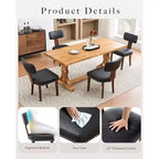 2 sets of dining chairs, modern leather kitchen chairs, with curved backrests, hardwood frame, wooden legs and nail head decoration