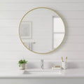 30" Gold Metal Round Framed Bathroom Vanity Mirror, Waterproof & Rust-Resistant Wall Mount