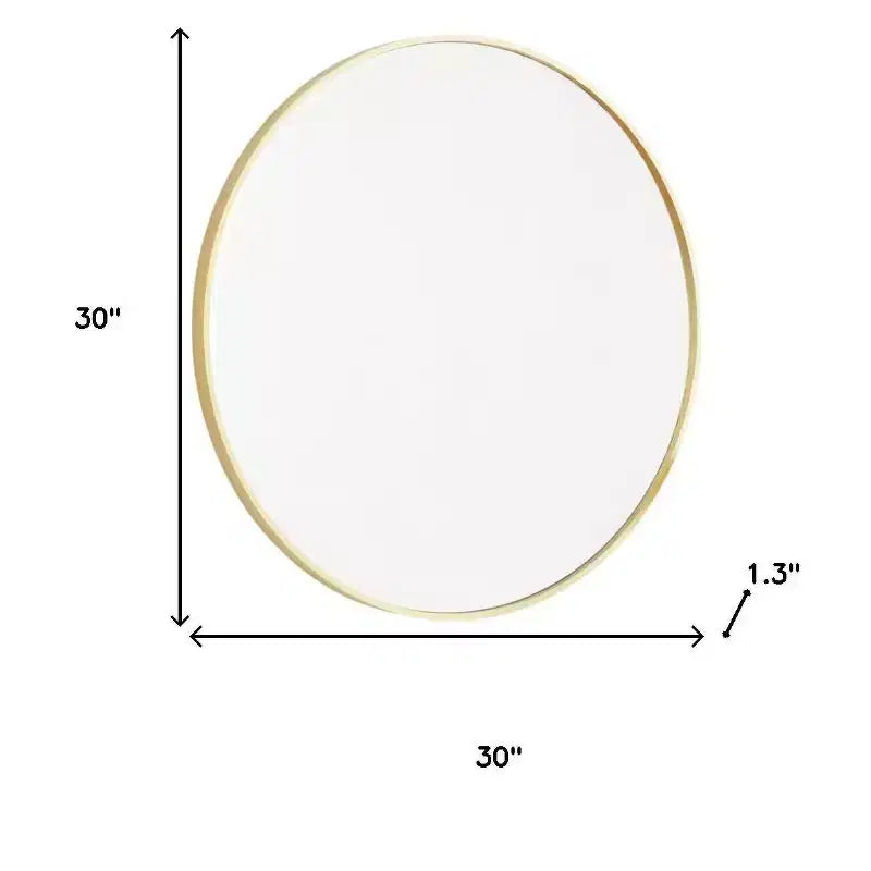 30" Gold Metal Round Framed Bathroom Vanity Mirror, Waterproof & Rust-Resistant Wall Mount