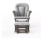 Cozy Glider Rocker and Ottoman Set, Padded Cushion with Storage Pockets, Solid Rubberwood Base & Frame