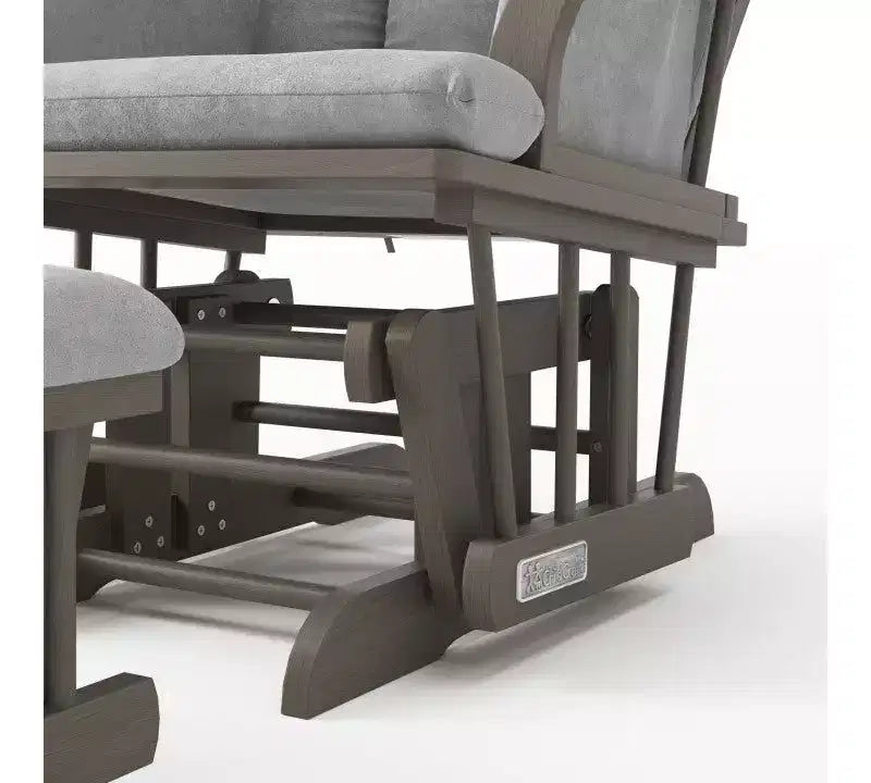 Cozy Glider Rocker and Ottoman Set, Padded Cushion with Storage Pockets, Solid Rubberwood Base & Frame