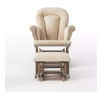 Cozy Glider Rocker and Ottoman Set, Padded Cushion with Storage Pockets, Solid Rubberwood Base & Frame