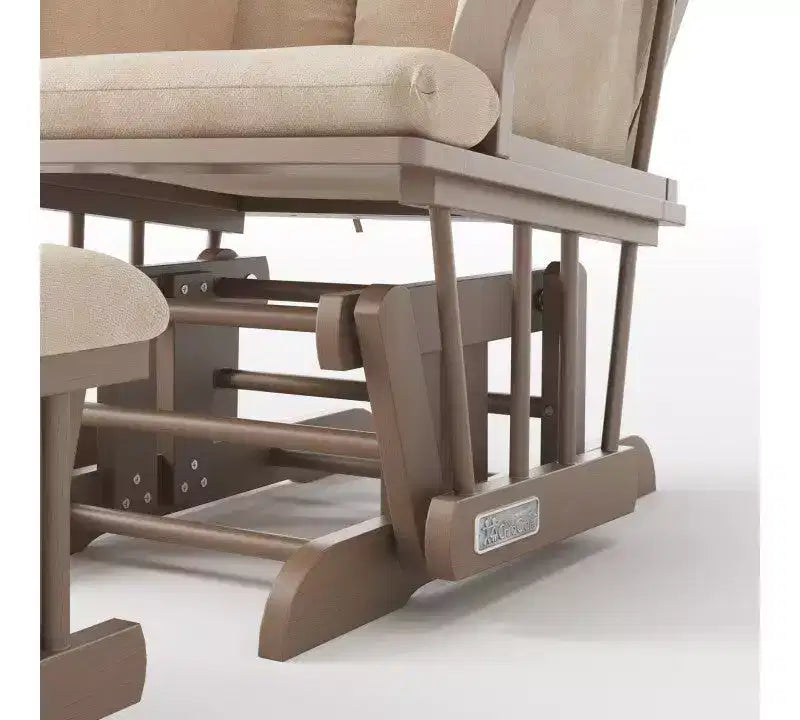 Cozy Glider Rocker and Ottoman Set, Padded Cushion with Storage Pockets, Solid Rubberwood Base & Frame