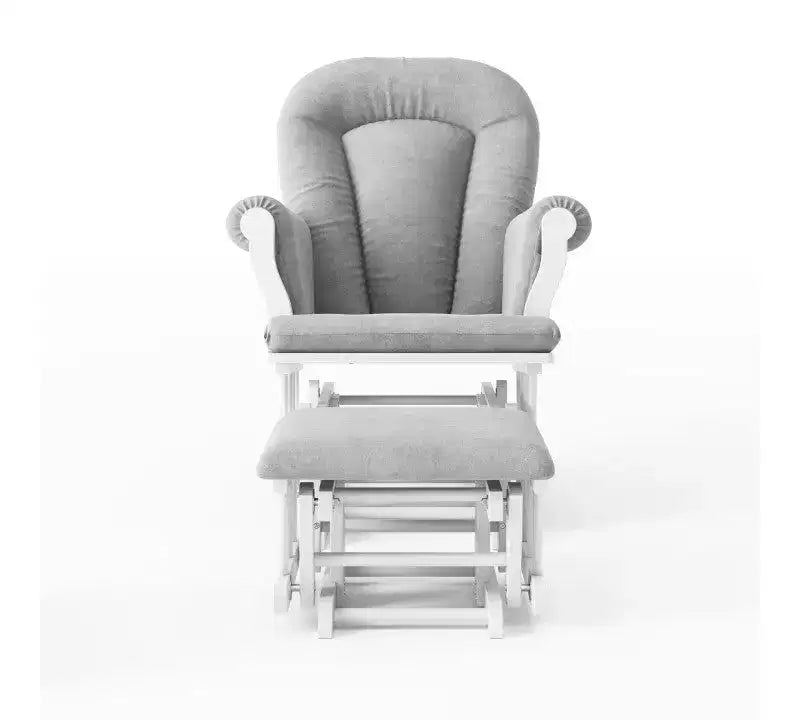 Cozy Glider Rocker and Ottoman Set, Padded Cushion with Storage Pockets, Solid Rubberwood Base & Frame