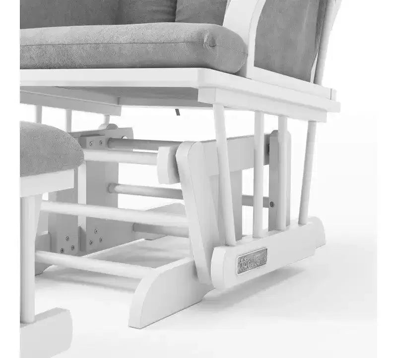 Cozy Glider Rocker and Ottoman Set, Padded Cushion with Storage Pockets, Solid Rubberwood Base & Frame
