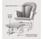 Cozy Glider Rocker and Ottoman Set, Padded Cushion with Storage Pockets, Solid Rubberwood Base & Frame