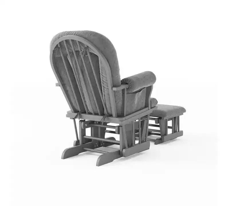 Cozy Glider Rocker and Ottoman Set, Padded Cushion with Storage Pockets, Solid Rubberwood Base & Frame