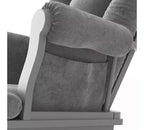 Cozy Glider Rocker and Ottoman Set, Padded Cushion with Storage Pockets, Solid Rubberwood Base & Frame