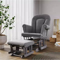 Cozy Glider Rocker and Ottoman Set, Padded Cushion with Storage Pockets, Solid Rubberwood Base & Frame