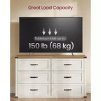 6-Drawer Dresser, 54-Inch Wide Modern Farmhouse Chest of Drawers with Metal Handles, TV Stand, Anti-Tipping