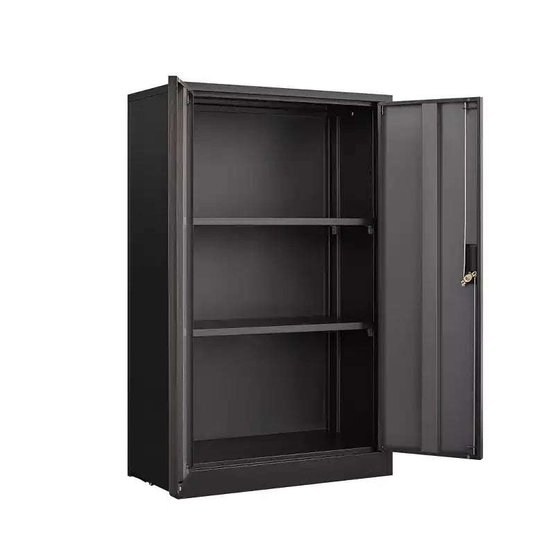 27.5" Metal Folding Storage Cabinet, Filing Cabinet with Locking Doors & Adjustable Shelves, Black