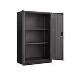 27.5" Metal Folding Storage Cabinet, Filing Cabinet with Locking Doors & Adjustable Shelves, Black